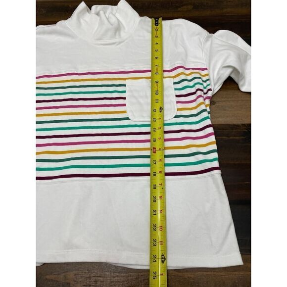 Croft & Barrow Mockneck Sweatshirt Ivory Multicolor Stripes Long Sleeve Size XL - Picture 7 of 8